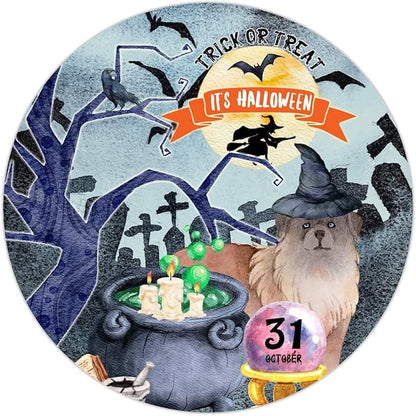 Retro Metal Sign 12"x12",Happy Halloween Scary Night Grave Witch Bats Trick Or Treat Dog Aluminum Tin Metal Sign for Home Living Room Bedroom Garden Farm Patio Decor Wall Art Poster