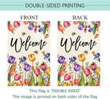 Baccessor Spring Summer Easter Tulip Welcome House Flag Double Sided Bee Colorful Floral Burlap Yard House Seasonal Farmhouse Outside Outdoor Decoration 28 x 40 Inch（large）