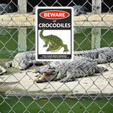 SmartSign Beware Of Crocodiles Warning Sign - 10"x7", 40 mil Laminated Rust-free Aluminum - Metal Signs for Wall Decor, Outdoors, Patio, Gifts, Cafe - Crocodile Theme, Made in USA