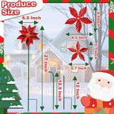 Metal Flower Wind Spinner Garden Lawn Stakes Yard Art, 27 Inch Poinsettia Windmill Iron Handicraft Lawn Decorations, 5 Pieces Christmas Star Stake, Metal Yard Art Outdoor Mother's Day Decoration Gift