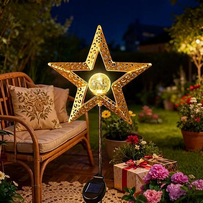 Star Solar Lights Garden Outdoor Decor Waterproof Metal Solar Stakes Lights for Patio Yard Walkway Lawn Patio Garden Gifts