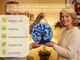 Stained Glass Window Hangings, Tree of Life with Hummingbird Suncatchers for Window, Treasured Gift for Mom, Grandma, Family and Friends (Blue, 6.7x6.7 in)