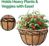 AMAGABELI GARDEN & HOME 4 Pack 12 Inch Metal Plant Hanging Baskets Planter Flower Pots Outdoor Indoor Wire Hanging Basket for Vegetable with Coco Fiber Liners for Garden Home Porch Decor