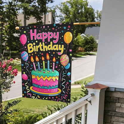 Happy Birthday Garden Flags 12×18 Inch Double Sided Decorative Yard Banner Seasonal Flag for Outdoor Outside Decor
