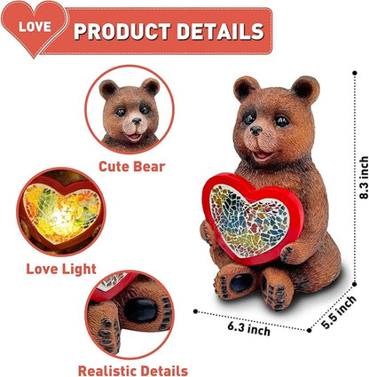Solar Bear Garden Statues Decor for Outdoor, Brown Bear Figurine Lights for Lawn Patio Yard Decoration - Unique Christmas Housewarming Gift for Grandma Wowen Mom