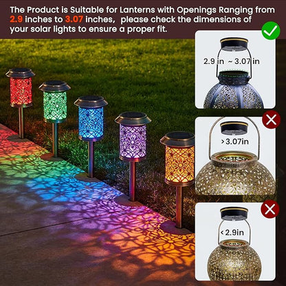 Solar Light Replacement Top 2 Pack, 8 Colors Replacement Solar Light Parts for Lantern(Top Size 3.07 inch, Bottom Size 2.9 inch)
