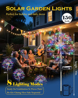 Solar Garden Lights Outdoor Yard Decorations, 8 Pack 150Leds Pathway Lights, Fairy Firework Stake Light for Garden, Patio, Pathway, Flowerbed Multicolor