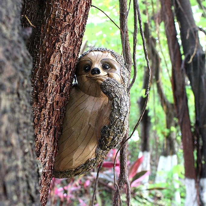 Garden Peeker Sculpture, Resin Garden Sculpture Ornament Tree Peeker Statue for Outdoor Decor Hand Painted Animal Figure for Yard Lawn Indoor Home Decoration