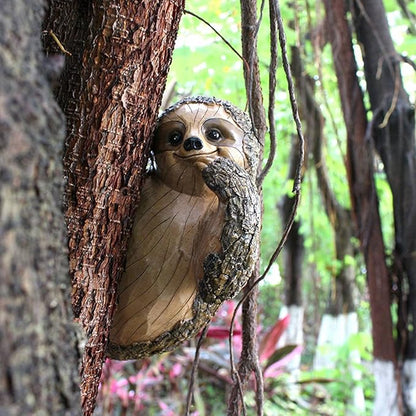 Garden Peeker Sculpture, Resin Garden Sculpture Ornament Tree Peeker Statue for Outdoor Decor Hand Painted Animal Figure for Yard Lawn Indoor Home Decoration