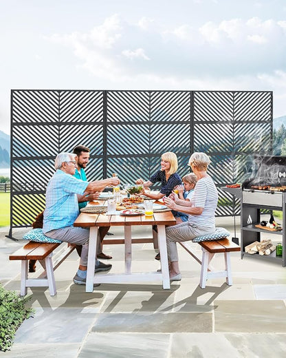 Hipicute 72" H×47" W Freestanding Metal Privacy Screen for Outdoor Patio - Heavy-Duty Rust-Resistant Decorative Fence Panel | Weatherproof Design | Patio Privacy Screen