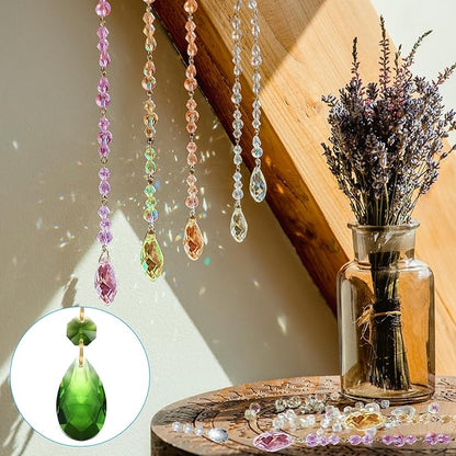 PATIKIL Teardrop Crystal Chandelier Pendants Beads, 6 Pack 160mm Length 38mm Chandelier Prisms Parts Ornaments Hanging Beads for DIY Arts Crafts Decoration, Green
