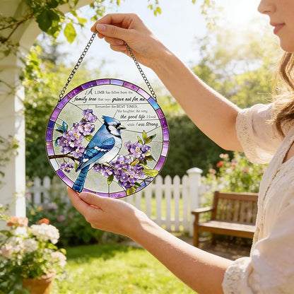 Stained Glass Window Hanging 7.8 in Memorial Ornaments with Poem Sympathy Gifts for Loss of Loved One Sun Catchers Indoor Window Bird Ornaments Suncatcher Decor