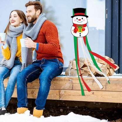 40 Inches Christmas Snowman Windsock Decoration, Hanging Outdoor Winter Decor, Festive Xmas Holiday-Themed Wind Sock Ornament for Garden, Patio, and Yard