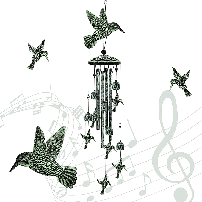 Hummingbird Wind Chimes for Outside, Decorative Wind Chimes Hummingbird Gifts for Women/Men, Memorial/Birthday Gifts, Garden Decor for Outside, Patio or Yard, Durable Chimes for Outdoors