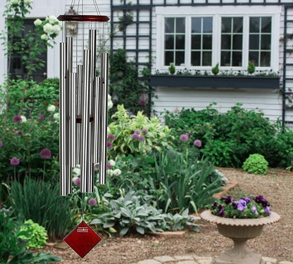 Woodstock Wind Chimes of the Eclipse Chimes for Outside, 40" Silver Large Deep Tone Wind Chime Décor Outdoor Garden, Patio, Porch, Encore Collection