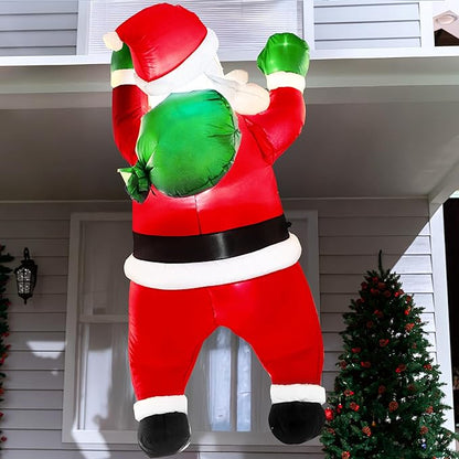 Joiedomi 5.5 FT Tall Christmas Inflatables Outdoor Decorations Hanging Santa with Gift Bag, Christmas Blow Up Climbing Santa Yard Decoration with Build-in LED for Xmas Party, Garden, Lawn Decor