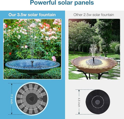 3.5W Solar Fountain for Bird Bath, Solar Water Fountain with Multiple Nozzles, 2026 New Solar Water Pump for Garden, Pond, Pool, Fish Tank and Outdoor