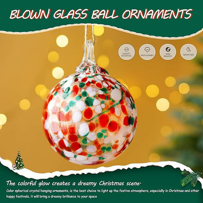 4" Blown Christmas Balls Hanging Glass Gazing Ball for Christmas Garden Patio Window Decoration Gifts for Xmas
