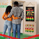Tegeme 3 Pcs Happy Juneteenth Day Door Sign Flag African American Independence Day Door Hanging Banner Juneteenth Wall Decoration for Party Holiday Home Outdoor Indoor Decoration