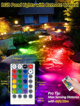 T-SUN Pond Lights LED Underwater 16 Colors with Timer Remote Control IP68 Waterproof Dimmable Submersible Fountain Lights Outdoor Spotlight for Fish Pond Garden Yard Aquarium Pool