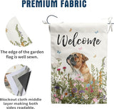 Spring Summer Garden Flag Floral English Bulldog Yard Flag Flower Dog Garden Flags for Outside Small Outdoor Welcome Flags 12x18 Double Sided