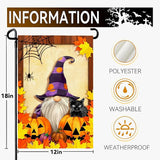 Fall Gnome Garden Flag Pumpkin Maple Leaf Garden Flags Seasonal Small Flag Double Sided Autumn Halloween Porch Patio Farmhouse Outdoor Decoration 12 x 18 Inch