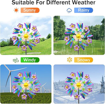 40" Solar Butterfly Wind Spinners Garden Stake, Solar Wind Sculpture Yard Art Decorations for Lawn,Patio&Yard & Garden Decor, Metal Whirligigs Wind Spinners Outdoor