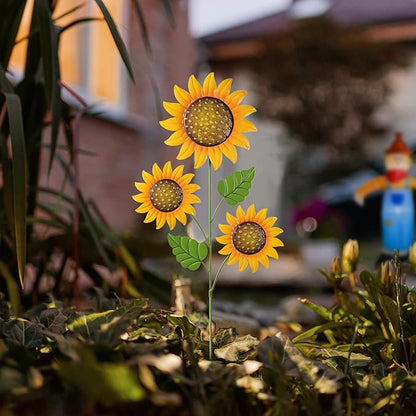 Glitzhome Thanksgiving Decorations Outdoor, 48" Metal Sunflower Yard Stake & Wall Hanging Sign for Happy Thanksgiving Autumn Fall Outdoor Decorations