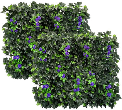 Dense Flowering Ivy Privacy Screen- Realistic Faux Foliage on Expandable Willow Fence for Outdoor, Patio, Balcony Cover & Decorative Shade Panel, UV Protected