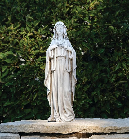 Joseph's Studio by Roman, 17" Immaculate Heart of Mary Garden Statue, Outdoor Marian Devotional Figure, Stone-Look Finish
