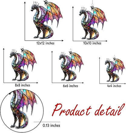 Rainbow Dragon Acrylic Suncatcher, Boho Suncatchers for Window Hanging Ornament, Stained Glass Effect Indoor Outdoor Garden Decor for Dragon Lover, Gifts for Mother's Day, Mom, Grandma, Wife, Women