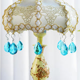 H&D HYALINE & DORA 10pcs Bauhinia Crystal Suncatcher Prisms Chandelier Beads Replacement 38mm Hanging Crystals Ornament Pendant for Window Wedding Party Decor,Lake Blue