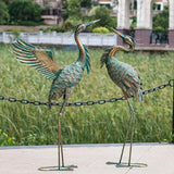 Natelf Metal Crane Garden Statues, Large Heron Outdoor Bird Sculpture Decor for Patio Pond Yard 36-39inch Yard Art, Set of 2