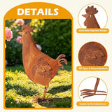 Metal Rooster Garden Decor for Outside, 17.3" Rusty Chicken Outdoor Decor for Patio Lawn Backyard, Decoration Yard Art Animal Ornaments Vintage Rustic Chicken Figurine Sculptures Statues
