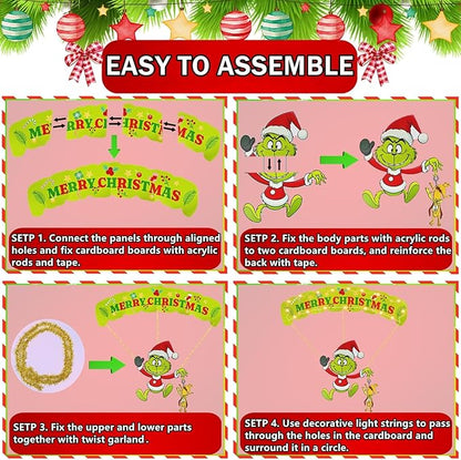 Outdoor Christmas Home Decorations, 7Pcs Lights Up Christmas Parachute Signs Decor, Cute Xmas Hanging Ornament with LED String Lights for Yard, Door, Christmas Tree Decoration