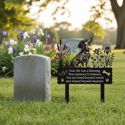 Rngmsi Pet Grave Markers Dog Outdoor, Dachshund Grave Markers for Cemetery, Metal Garden Stake Decorations for Memorial Loss Pet Decor for Outdoors Lawn Patio Outside Pathway(11 X 14 Inches)