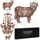 Highland Cow Wind Chimes - Cow Gifts for Men Women, Mom Grandma Wife Friends Birthday, Sympathy Memorial Wind Chimes for Outside, Garden Patio Yard Porch Home Decor