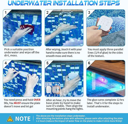 VIDOME Underwater Led Lights with Remote, IP68 Waterproof Magnet Floating Lights for Bathtubs, Ponds, Parties (1 Set)