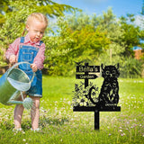 Personalized Metal Cat Garden Signs with Stake, Custom Garden Signs for Outside Waterproof, Customized Name Sign Yard Lawn Gardens Decor Gardening Gifts for Moms Grandmas Gardeners
