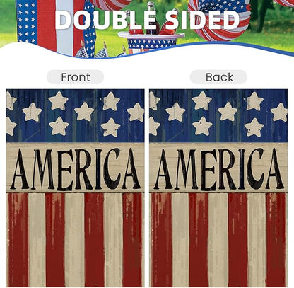 4th of July House Flags for Outdoor, Patriotic American Flag Large Yard Flag,Seasonal Decorative Decorations for Summer 250th Years America Anniversary Holiday Outside 28x40 Inch Double Sided