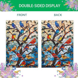 Stained Glass Spring Birds House Flag 28x40 Inch Double Sided Welcome Flag Burlap Large Outdoor Flag for Seasonal Farmhouse Yard Outdoor Decor