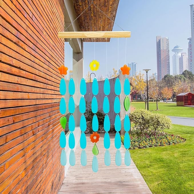 Solar Wind Chimes with Lights - Unique Glass Hanging Wind Chime for Outdoor Decor, Perfect for Garden, Patio, and Yard