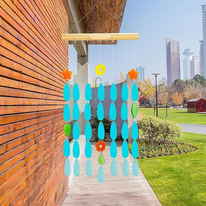 Solar Wind Chimes with Lights - Unique Glass Hanging Wind Chime for Outdoor Decor, Perfect for Garden, Patio, and Yard