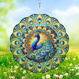 Peacock Wind Spinner, 3D Hanging Stainless Steel Garden Spinner, Wind Spinner Hanging for Outdoor & Indoor Décor, Unique Gifts for Yard Garden Decoration or Patio Décor (Peacock)