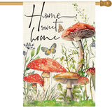 AVOIN colorlife Home Sweet Home Spring Mushrooms House Flag 28 x 40 Inch Double Sided, Seasonal Flowers Welcome Yard Outdoor Flag