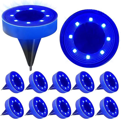 Siatom Solar Ground Lights 12 Pack, IP68 Waterproof Solar In-Ground Light for Outdoor, Flat Landscape Lighting, Garden Disc Light for Pathway, Walkway, and Yard - 12 Pcs (Blue)