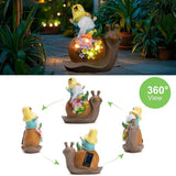 Etlemonde Solar Gnomes Outdoor Snail Garden Statue for Yard with Outdoor Decorations for Patio Mom Gift