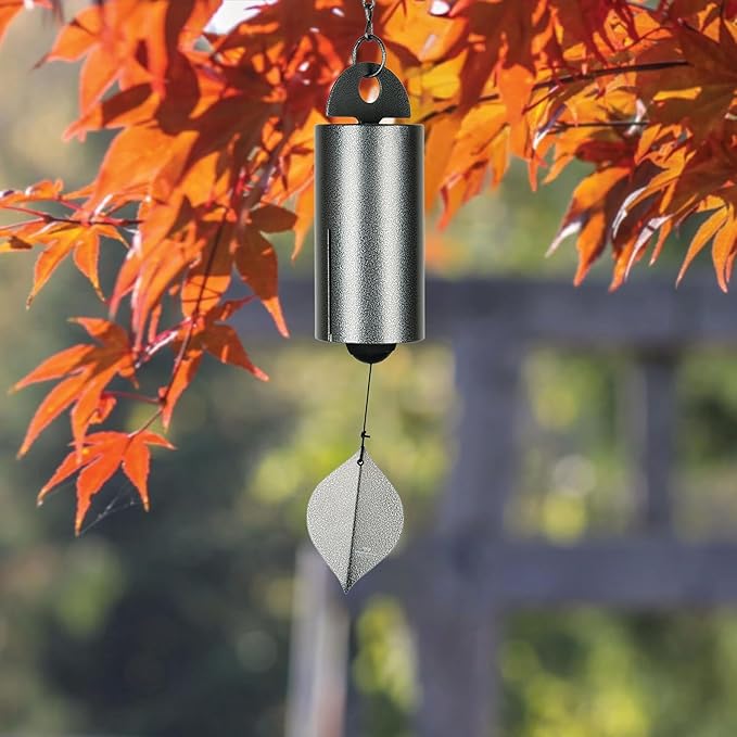 Woodstock Chimes Heroic Windbell Wind Chime for Outside 24" Medium Grey,Deep Tone Sound, Outdoor Decor for Patio, Porch, Garden HWMAS