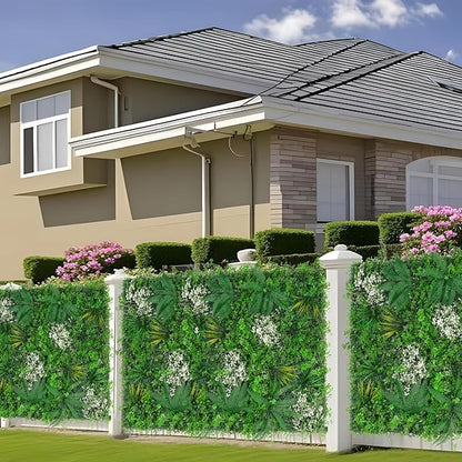 Grooy 20"X20" Artificial Grass Wall, 12PCS Boxwood Panels UV-Protected Faux Grass Backdrop Wall,Greenery Privacy Hedge Screen for Outdoor Garden Patio, Indoor Party Balcony Fence Decor