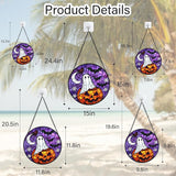 Stained Glass Window Hanging Halloween Horror Pumpkin 11.8" - Suncatcher Door Garden Sunroom Gothic Style Ghost Bat Sun Catcher Birthday for Friend Mom Men Woman Nana